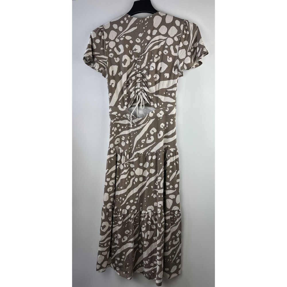 Cabi Swoon Dress Brown Tan Midi Maxi Cut Out Ruched Back 6147 Small Boho Chic - Picture 10 of 13